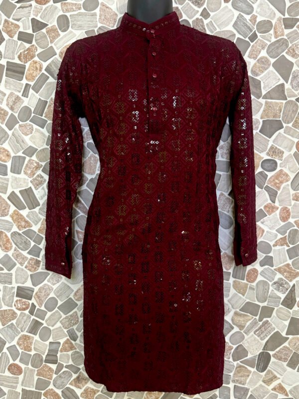 Dark Maroon Chikan Kurta