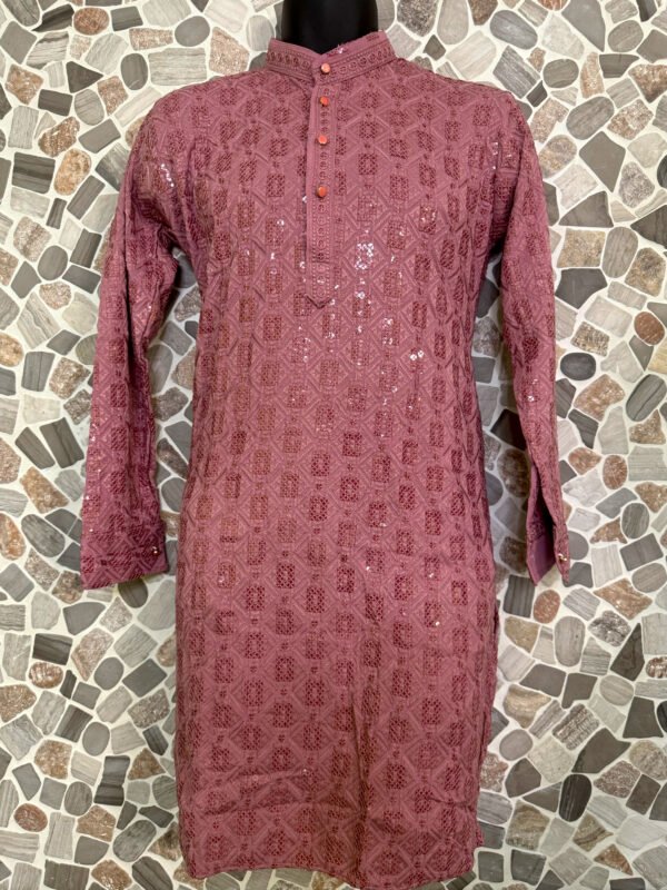 Pink Chikan Kurta