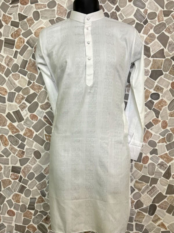 Self Printed White Kurta