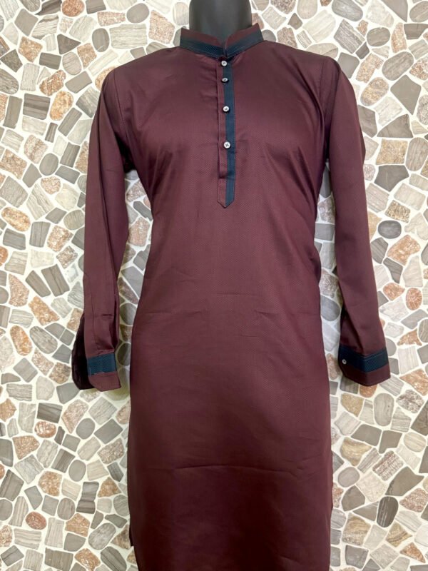 Dark Maroon Stripe Work Kurta