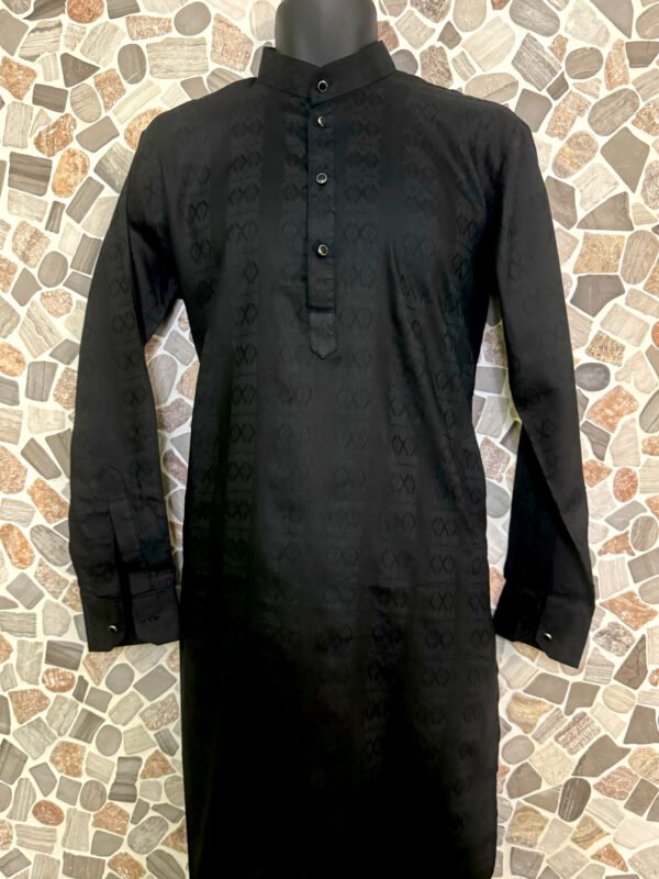 Self Printed Black Kurta