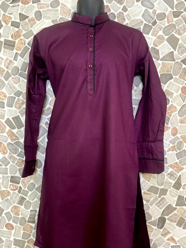 Dark Purple Stripe Work Kurta