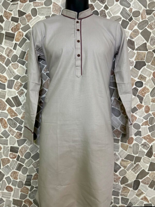 Light Pink Stripe Work Kurta