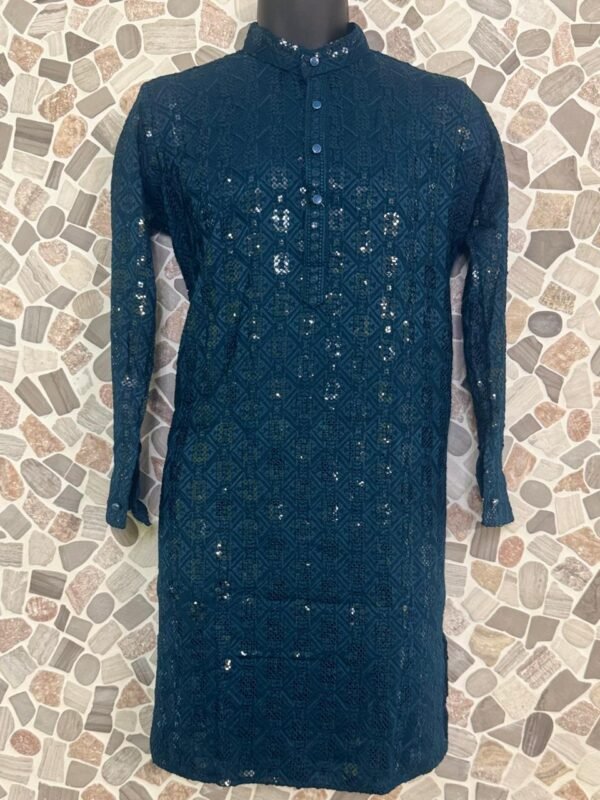 Dark Blue Chikan Kurta