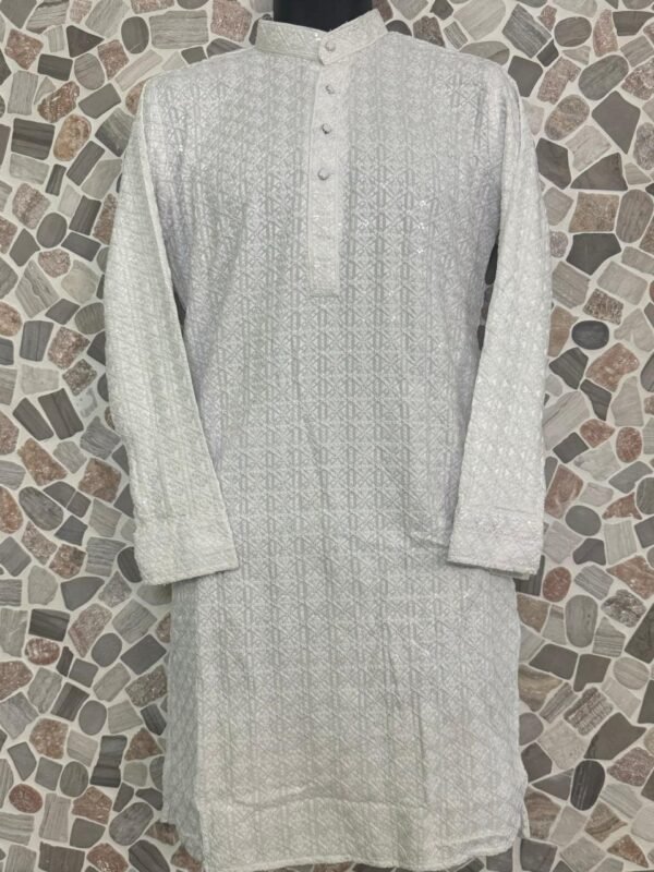 White Cross Pattern Chikan Kurta